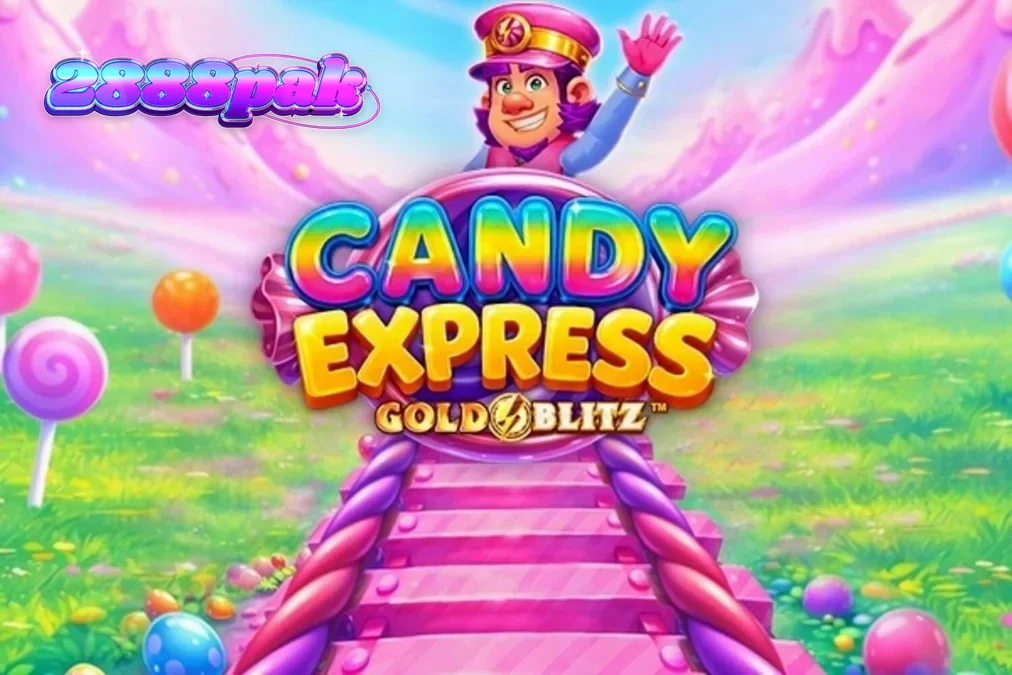 Candy Express Gold Blitz স্লট গেমের রঙিন ইন্টারফেস এবং ক্যান্ডি থিমযুক্ত গ্রাফিক্স